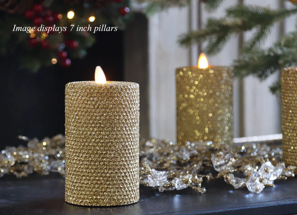 4 Inch Gold Glittered Honeycomb Wax Flameless Candle 3 4 Inch Gold Glittered Honeycomb Wax Flameless Candle