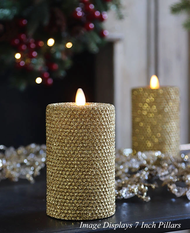 4 Inch Gold Glittered Honeycomb Wax Flameless Candle 4 4 Inch Gold Glittered Honeycomb Wax Flameless Candle - Image 2