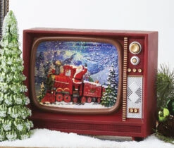 Santa Polar Express Lighted Water Television Musical Lantern With Swirling Glitter