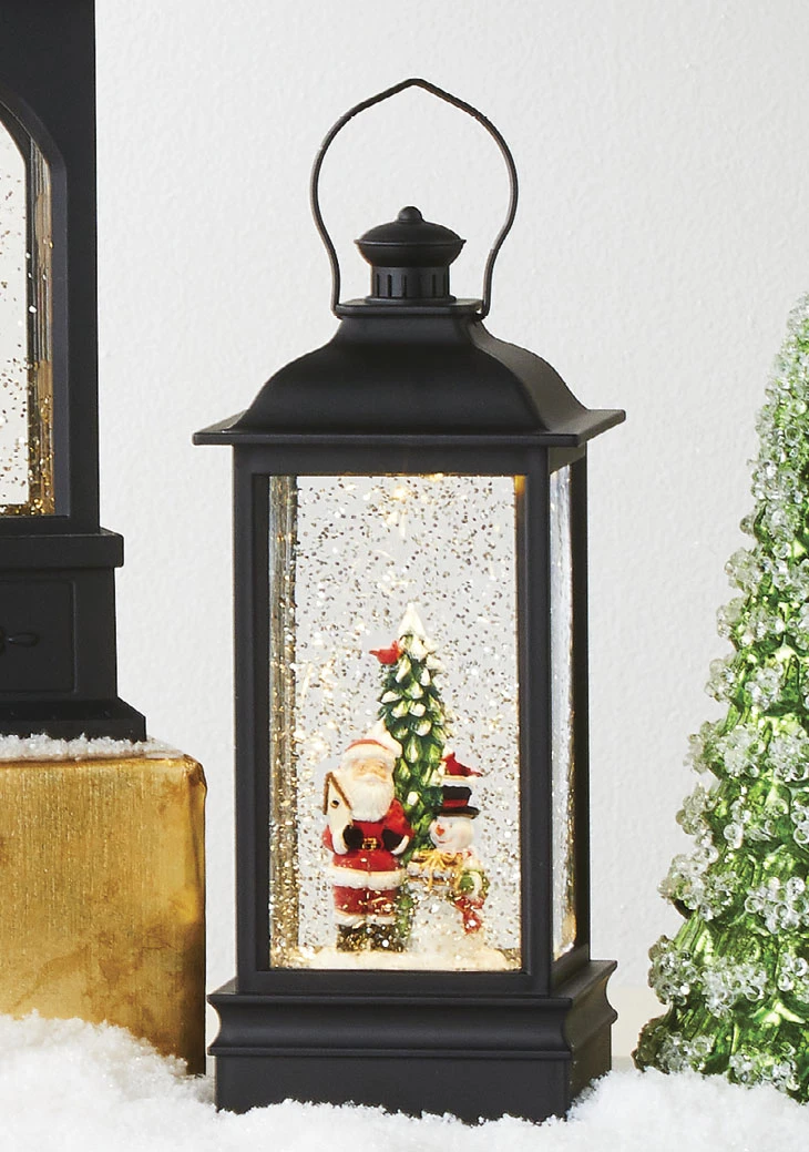 8.75 Inch Santa And Snowman Lighted Water Lantern With Swirling Glitter USB And Timer- NEW 2020 3 8.75 Inch Santa And Snowman Lighted Water Lantern With Swirling Glitter USB And Timer- NEW 2020
