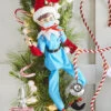 Healthcare Worker Posable Elf In Blue Scrubs 16 Inch -Decorative Candle Shop 4015560 blue main
