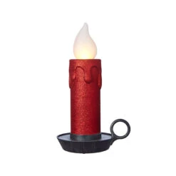 17.5 Inch Large Flickering Flame Red Glitter Christmas Candle -Decorative Candle Shop 4016115 main image