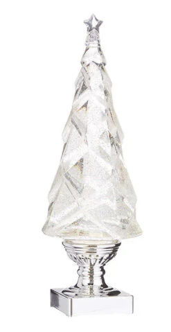 14 Inch Geometric Lighted Tree With Silver Swirling Glitter -Decorative Candle Shop 4019104 10