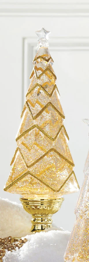 14 Inch Geometric Lighted Tree With Gold Swirling Glitter 3 14 Inch Geometric Lighted Tree With Gold Swirling Glitter