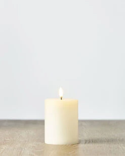 Uyuni 3 Inch X 5 Inch Ivory Pillar Candle - Remote Ready