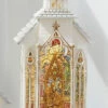 Lighted Water Lantern Stained Glass Church With Holy Family - USB Cord Included -Decorative Candle Shop 4100754
