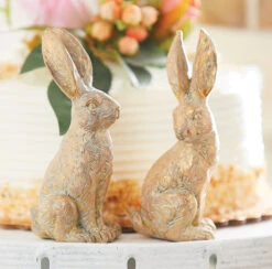 Gold Leaf Rabbit Set Of 2 Assorted - 4.75 Inch