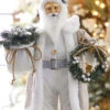 Santa Figurine With Sack And Wreath - 18 Inch