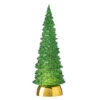 Green Lighted Tree Water Lantern Acrylic Snow Globe With Gold Base -Decorative Candle Shop 4116239