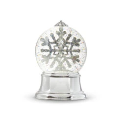 Rotating Snowflake Water Globe On Silver Pedestal - NEW 2023