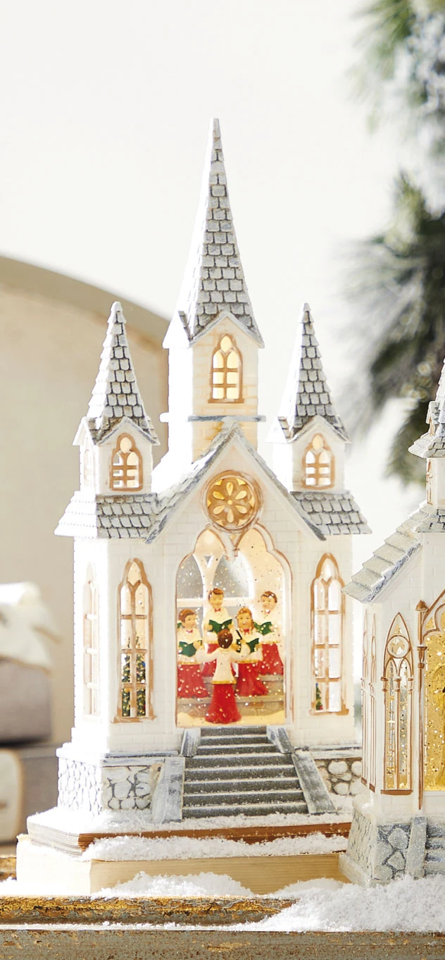 Musical Caroling Children Lighted Water Church With Swirling Glitter 3 Musical Caroling Children Lighted Water Church With Swirling Glitter