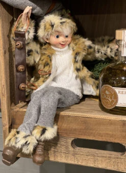 Christmas At The Lodge Fawn Elf Posable Figurine, Set Of 2 Assorted -Decorative Candle Shop 4202301 bells