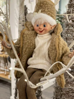 16 Inch Winter Cottage Cozy Posable Elf Figurine, Set Of 2 Assorted -Decorative Candle Shop 4202310 side 2