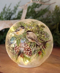 Chickadee Lighted Crackle Ball Battery Operated 6 Inch With Timer - NEW 2023