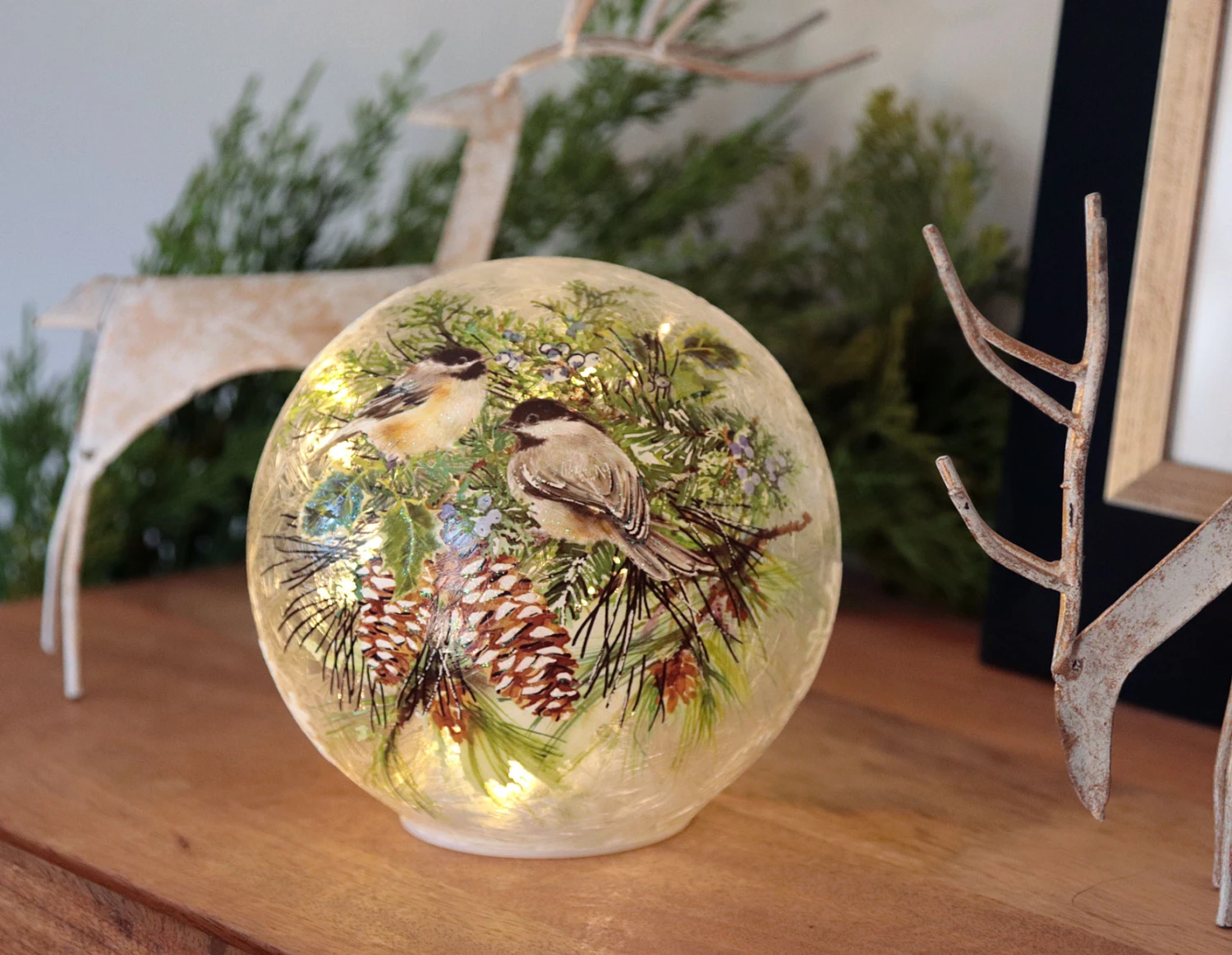 Chickadee Lighted Crackle Ball Battery Operated 6 Inch With Timer - NEW 2023 4 Chickadee Lighted Crackle Ball Battery Operated 6 Inch With Timer - NEW 2023 - Image 2