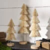 Natural Bottle Brush Trees Set Of 3 With Wood Base - New 2023 -Decorative Candle Shop 4316060 natural bottle brus