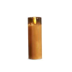Gold Glass Flameless Candle 2 Inch X 6 Inch Ivory Votive - Remote Ready