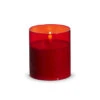 Red Glass Flameless Candle 3.5 Inch X 4 Inch Ivory Pillar - Remote Ready -Decorative Candle Shop 4324044