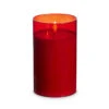 Red Glass Flameless Candle 3.5 Inch X 6 Inch Ivory Pillar - Remote Ready -Decorative Candle Shop 4324046