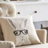 Rabbit With Glasses 18 Inch Pillow With Insert - NEW From RAZ -Decorative Candle Shop 4345517 rabbit pillow