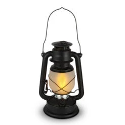11 Inch FireGlow LED Hurricane Lantern - Matte Black -Decorative Candle Shop 44142 main image