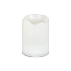 Solar Outdoor White Resin Candle 3 X 4 Inch - Heavy Weighted Base -Decorative Candle Shop 44592 white