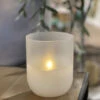 Flameless 6 Inch Wax Candle In Frosted Glass With Adjustable Brightness -Decorative Candle Shop 45846 main