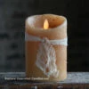 Moving Flame Primitive Oatmeal Candle Battery Operated 3.5 X 5 - Timer - Remote Ready -Decorative Candle Shop 5 inch primitive luminara o