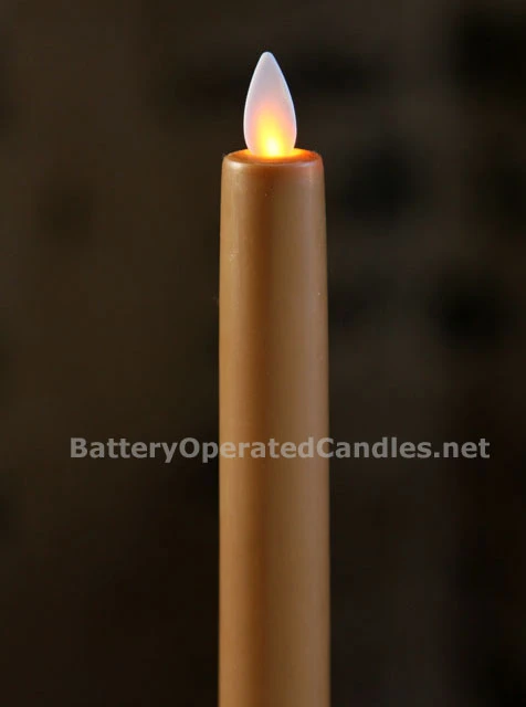8 Inch Taupe Moving Flame Battery Operated Taper Candle - Timer 4 8 Inch Taupe Moving Flame Battery Operated Taper Candle - Timer - Image 2