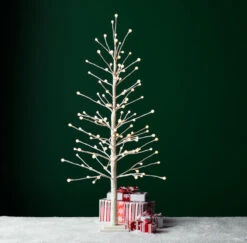 White 5 Foot LED Tree - 120 Round Warm Gold Lights