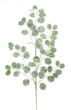 32 Inch Silver Dollar Spray - Green With Glitter Brown Stems