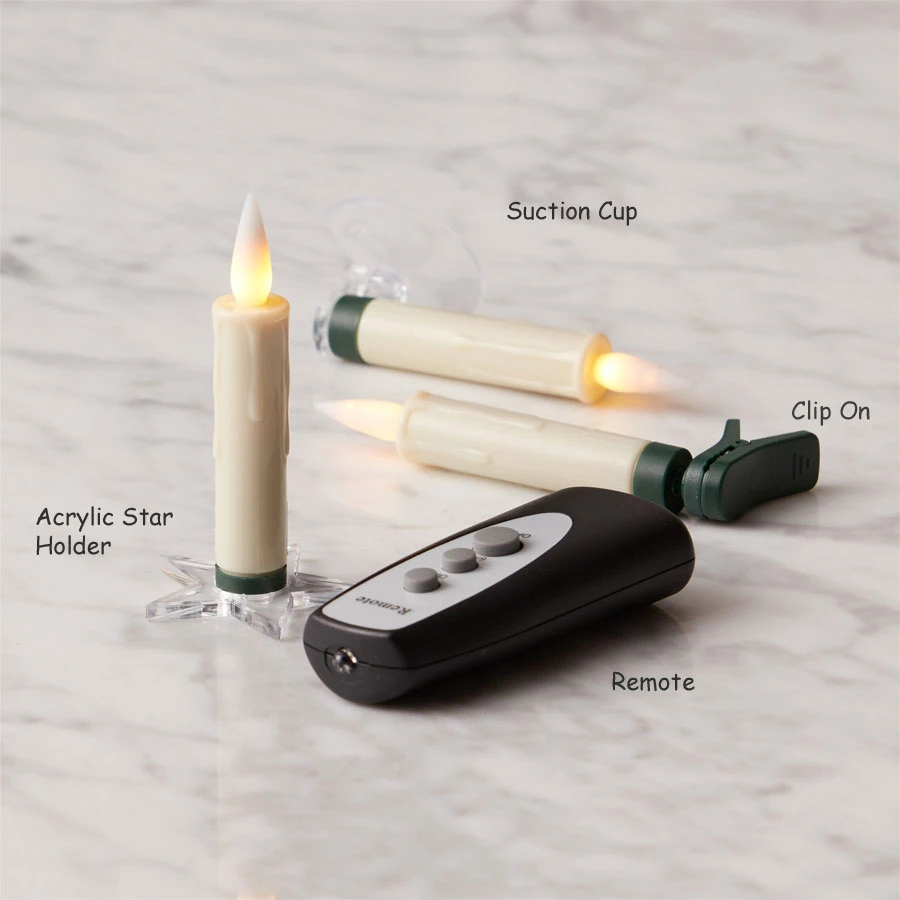 Clip On Christmas Tree Taper Candle / Window Candle Battery Operated Set-10 With Remote Control 7 Clip On Christmas Tree Taper Candle / Window Candle Battery Operated Set-10 With Remote Control - Image 5