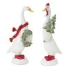 Christmas Goose Figurine Set Of 2 Assorted Resin 9.5 - 10 Inch -Decorative Candle Shop 86833