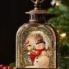 Snowman With Mailbox Lighted Water Lantern - NEW 2023 - USB Included -Decorative Candle Shop 90511 1