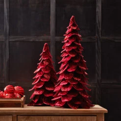 Red Velvet Set Of 2 Trees 25.5 And 19 Inch - NEW 2023