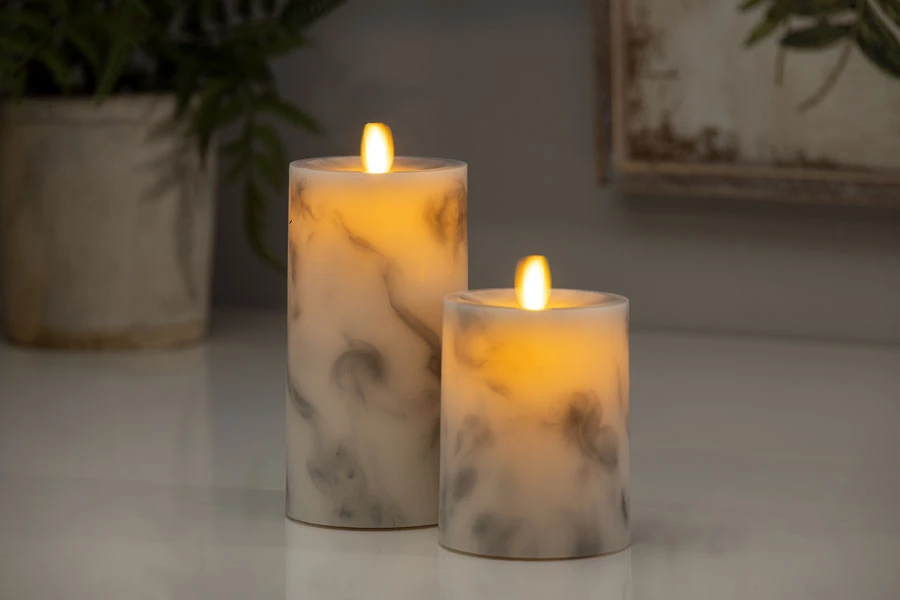 Luminara 6.5 Inch Marble Moving Flame Pillar Remote Ready 5 Luminara 6.5 Inch Marble Moving Flame Pillar Remote Ready - Image 3