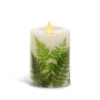 Luminara 4.5 Inch Fern Decal Moving Flame Pillar Remote Ready 1 Luminara 4.5 Inch Fern Decal Moving Flame Pillar Remote Ready -Decorative Candle Shop 994086