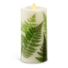 Luminara 6.5 Inch Fern Decal Moving Flame Pillar Remote Ready -Decorative Candle Shop 994087