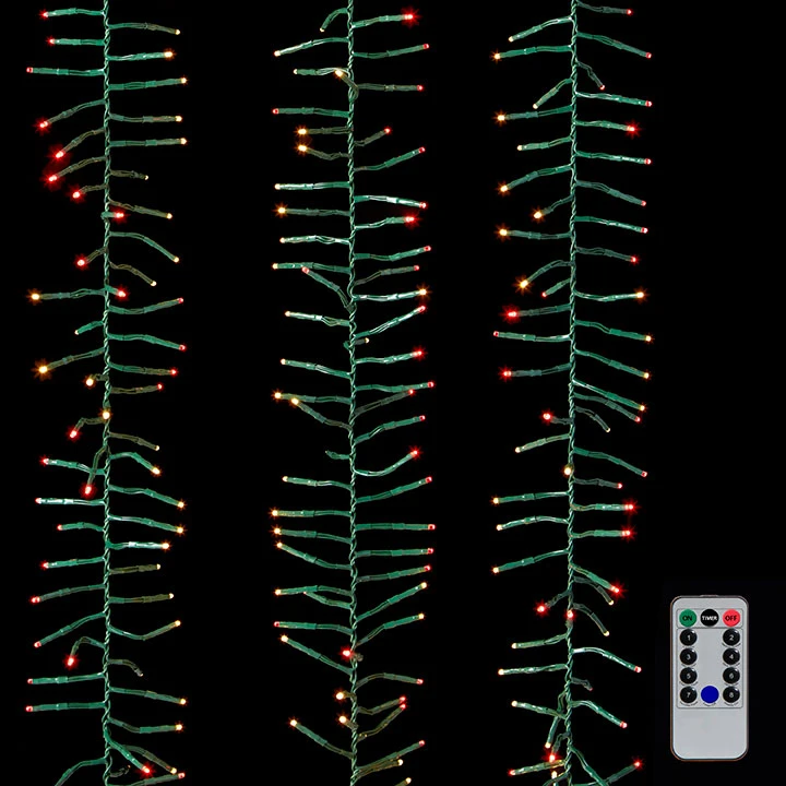 44 Foot Christmas Cluster Lights With 1300 Red And Warm White LED Garland - Green Wire - Remote RAZ 4 44 Foot Christmas Cluster Lights With 1300 Red And Warm White LED Garland - Green Wire - Remote RAZ - Image 2