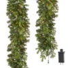 9 Foot Pre Lit Pine Garland With 480 Warm White Lights Connectable End To End -Decorative Candle Shop G3952053