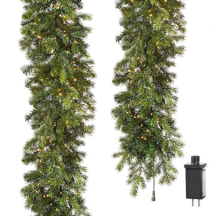 9 Foot Pre Lit Pine Garland With 480 Warm White Lights Connectable End To End 3 9 Foot Pre Lit Pine Garland With 480 Warm White Lights Connectable End To End
