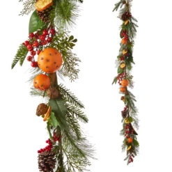 6 Foot Holiday Spice Garland - Oranges, Berries And Greenery
