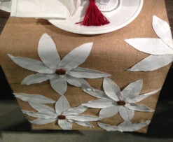 Poinsettia Natural Jute Runner 16 X 72 By Saro 8 Poinsettia Natural Jute Runner 16 X 72 By Saro -Decorative Candle Shop IMG 2478