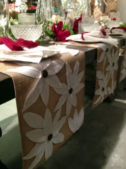 Poinsettia Natural Jute Runner 16 X 72 By Saro 9 Poinsettia Natural Jute Runner 16 X 72 By Saro -Decorative Candle Shop IMG 2608 2