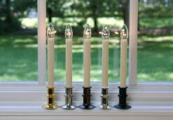 Ultra Bright Adjustable LED Cordless Window Candle Dual Sided Bulb - Timer - Brass Finish -Decorative Candle Shop adjustable window candles a little lighter