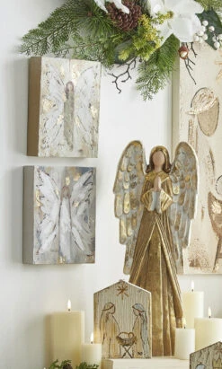 Holy Family Textured Block - 7.75 Inch -Decorative Candle Shop angel blocks from haley bus