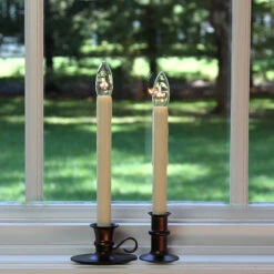Ultra Bright Adjustable LED Cordless Window Candle Dual Sided Bulb - Timer - Bronze Finish -Decorative Candle Shop bronze finish 2 styles cordless candles