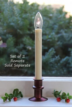 Adjustable Window Hugger Candles Dual Sided Bulb Bronze Finish Set Of 2 - Remote Control