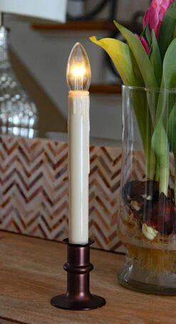 Ultra Bright Adjustable LED Cordless Window Candle Dual Sided Bulb - Timer - Bronze Finish -Decorative Candle Shop bronze ivory adjustable