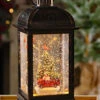 Red Truck Lighted Antique Bronze Snow Globe With Swirling Glitter - Timer